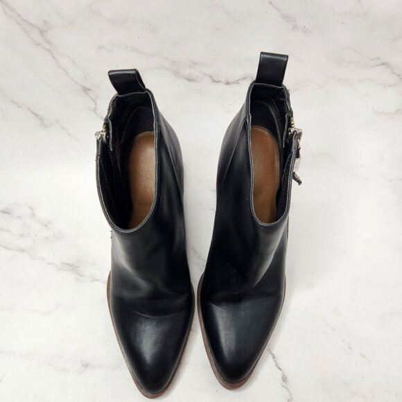 Circus Sam Edelman Blythe Black Leather Booties Block Heel Ankle Boots Women's 6 - Picture 3 of 11